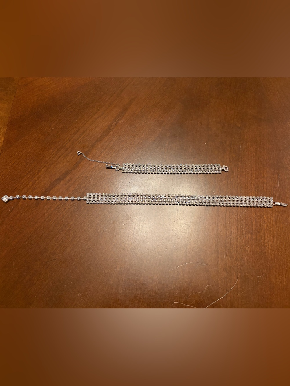Vintage 60’s Silver Toned Crystal Rhinestone Choker Type Necklace & Bracelet
